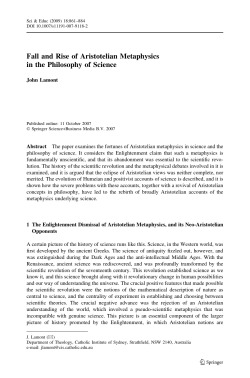 Fall and Rise of Aristotelian Metaphysics in the Philosophy of Science
