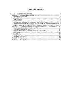 Table of Contents - Manitoba Cooperative Association