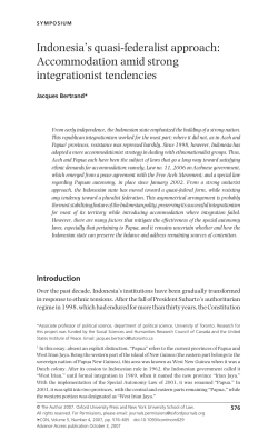 Indonesia`s quasi-federalist approach