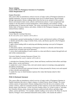Master Syllabus Course: POR 214, Portuguese Literature in