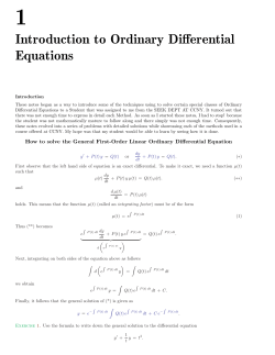 Introduction to Ordinary Differential Equations