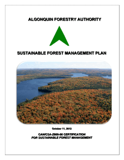 2012 CSA Z809 Algonquin Park Sustainable Forest Management Plan