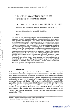 The role of listener familiarity in the perception of dysarthric speech