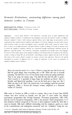 Domestic Distinctions: constructing difference among paid domestic