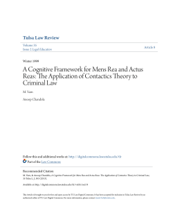 a cognitive framework for mens rea and actus reas: the application