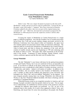 Early Central Pennsylvania Methodism