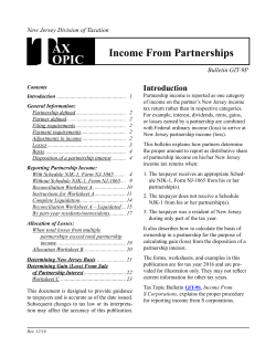 Tax Topic Bulletin GIT9P Income From Partnerships revised