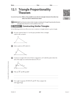 12 . 1 Triangle Proportionality Theorem