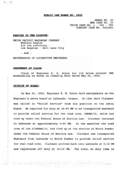 puBLIC LAW BOARD NO. 4450 PARTIES TO THE DISPUTE