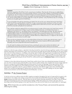 Soviet Espionage in America Activity 1 &rarr; the Venona Project