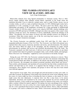 THE FLORIDA PENINSULAR`S VIEW OF SLAVERY, 1855-1861