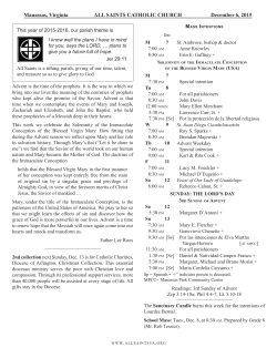 Manassas, Virginia ALL SAINTS CATHOLIC CHURCH December 6