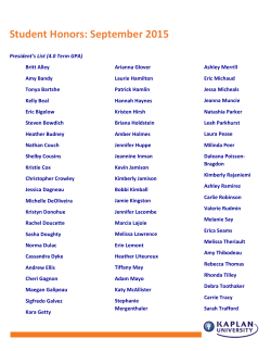 Student Honors: September 2015