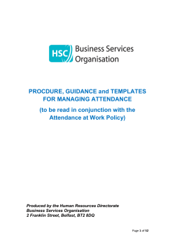Attendance at Work Procedure - Business Services Organisation