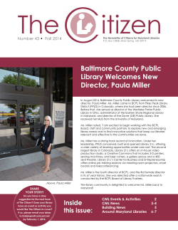Fall 2014 - Citizens for Maryland Libraries