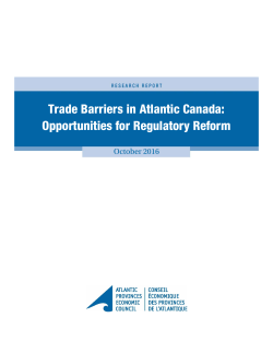 Trade Barriers in Atlantic Canada: Opportunities for Regulatory Reform