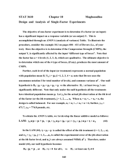 STAT 3610 Chapter 10 Maghsoodloo Design and Analysis of Single