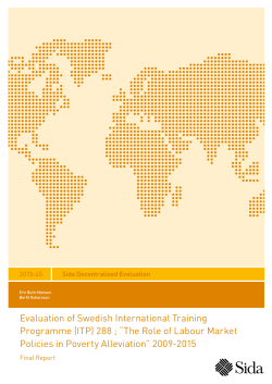 Evaluation of Swedish International Training Programme (ITP) 288