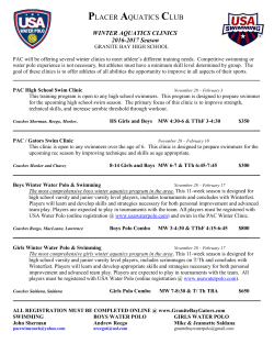 PAC Winter Aquatics Clinics