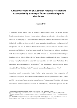 A historical overview of Australian religious sectarianism