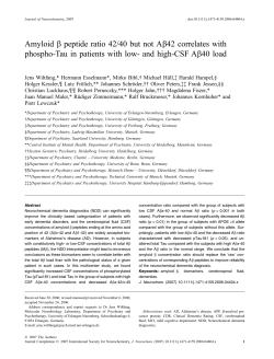 Amyloid ? peptide ratio 42/40 but not A?42 correlates with phospho