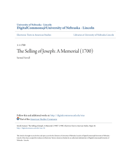 The Selling of Joseph: A Memorial (1700)