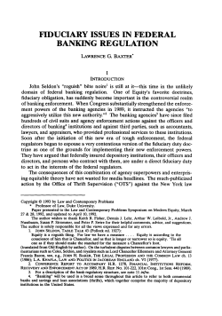 Fiduciary Issues in Federal Banking Regulation