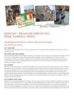 EIGHT DAY - THE MAJOR CITIES OF ITALY ROME, FLORENCE