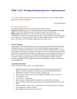 MMC 2121: Writing Fundamentals for Communicators