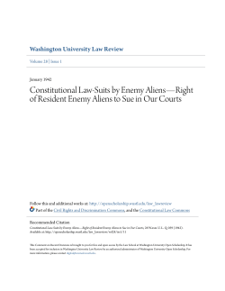 Constitutional Law-Suits by Enemy Aliens&mdash;Right of Resident