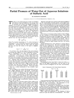 Partial Pressure of Water Out of Aqueous Solutions of Sulfuric Acid`