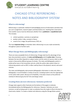 CHICAGO STYLE REFERENCING - NOTES AND BIBLIOGRAPHY
