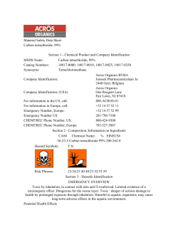 Material Safety Data Sheet Carbon tetrachloride, 99% Section 1