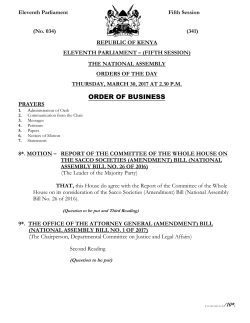 order of business - Parliament of Kenya