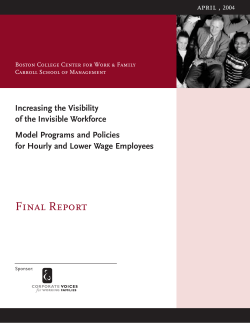 Model Programs and Policies for Hourly and Lower Wage Employees