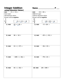 Integer Addition with Absolute Values