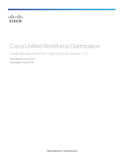 Cisco Unified Workforce Optimization Error Code Dictionary