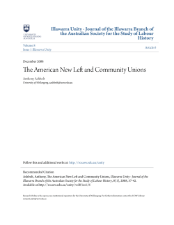 The American New Left and Community Unions