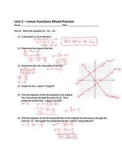 Unit 2 – Linear Functions Mixed Practice