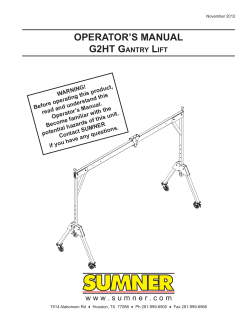 OperatOr`s Manual G2HT GanTry LifT