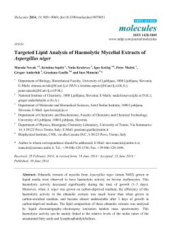 Targeted Lipid Analysis of Haemolytic Mycelial Extracts of