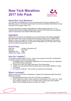 New York Marathon 2017 Info Pack About New York Marathon