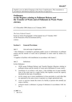 Ordinance on the Register relating to Pollutant Release