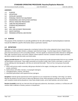 Reactive/Explosive Materials - USC Administrative Operations