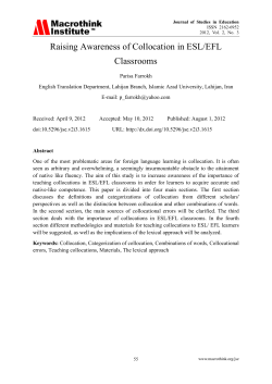 Raising Awareness of Collocation in ESL/EFL Classrooms