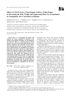 Effects of CH-19 Sweet, a Non-Pungent Cultivar of Red Pepper, in