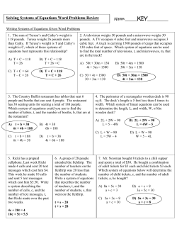 Solving Systems of Equations Word Problems Review
