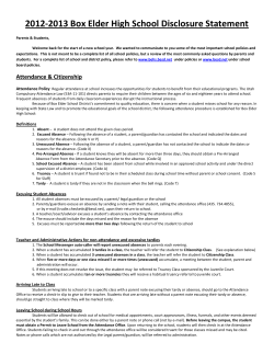 2012-2013 Box Elder High School Disclosure Statement