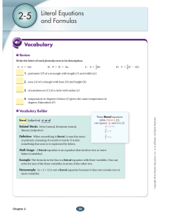 Literal Equations and Formulas