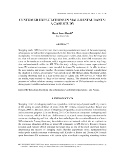 CUSTOMER EXPECTATIONS IN MALL RESTAURANTS: A CASE